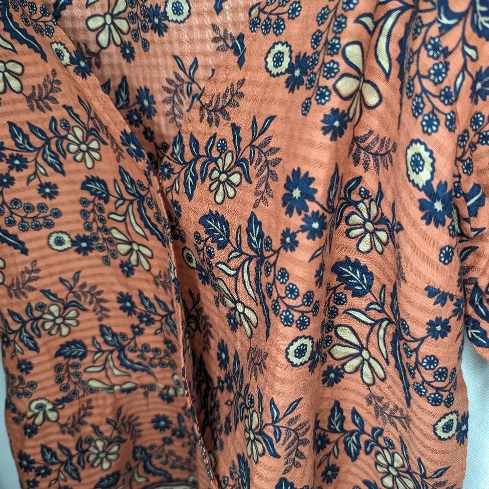 Madewell‎ Puff Sleeves Peplum Top Cavoli Floral Size XS Earthy Tones